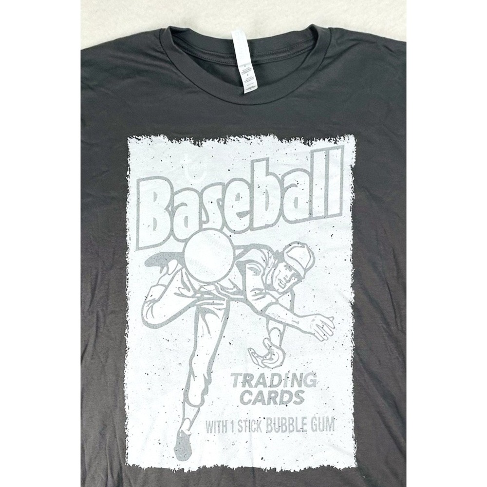 Retro Topps Baseball Trading Cards Distressed Cotton Gray T-Shirt Unisex Large